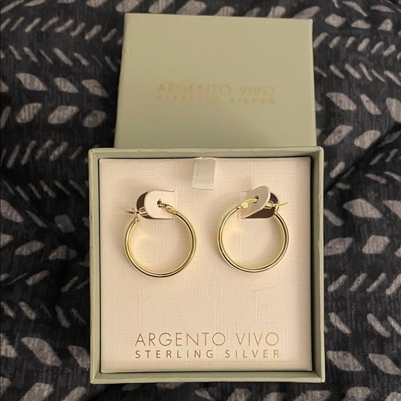 Argento Vivo Jewelry - Argento Vivo Sterling Silver Gold-Tone Hoops